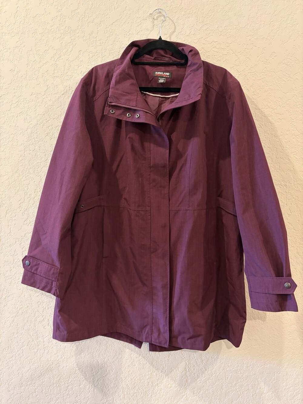 Kirkland Signature Women's Burgundy Hooded Rain Jacket